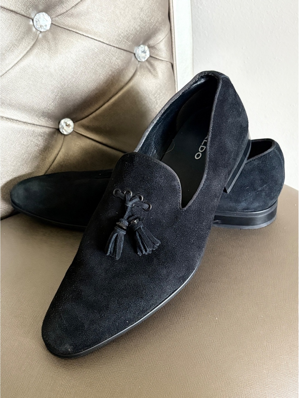 ALDO Men's Black Suede Tassel Loafers Size 10 US / 43 EU